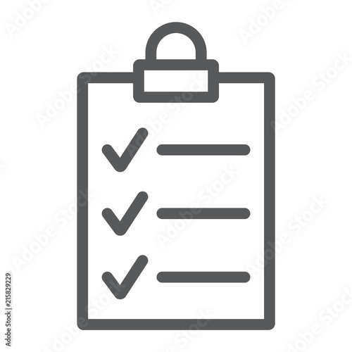 Clipboard line icon, office and work, board sign, vector graphics, a linear pattern on a white background, eps 10.