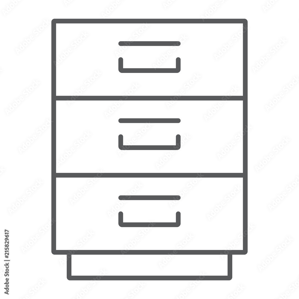 Filling cabinet thin line icon, office and organize, file sign, vector graphics, a linear pattern on a white background, eps 10. Filling cabinet thin line icon, office and organize, file sign, vector graphics, a linear pattern on a white background, eps 10.