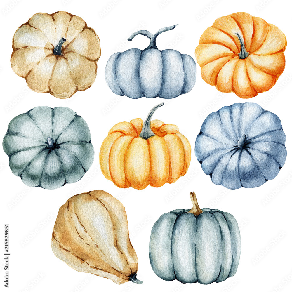 watercolor autum pumpkin