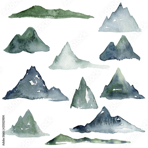 Canvas Print Watercolor mountains illustration