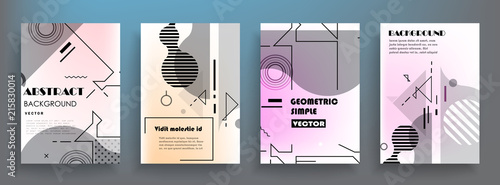 Covers templates set with graphic geometric elements. Applicable for brochures, posters, covers and banners. Vector illustrations.