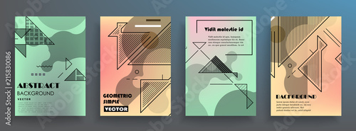 Covers templates set with graphic geometric elements. Applicable for brochures, posters, covers and banners. Vector illustrations.