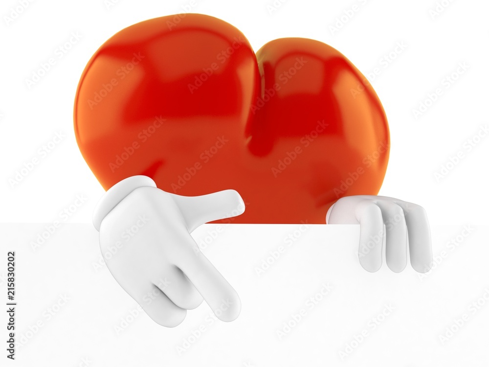 Foto Heart character behind white wall