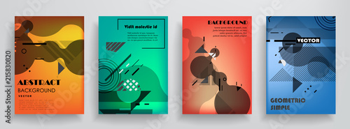 Covers templates set with graphic geometric elements. Applicable for brochures, posters, covers and banners. Vector illustrations.
