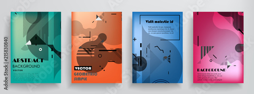 Covers templates set with graphic geometric elements. Applicable for brochures, posters, covers and banners. Vector illustrations.