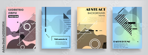 Covers templates set with graphic geometric elements. Applicable for brochures, posters, covers and banners. Vector illustrations.