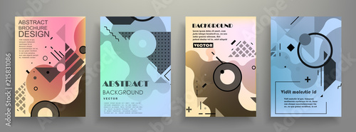 Covers templates set with graphic geometric elements. Applicable for brochures, posters, covers and banners. Vector illustrations.