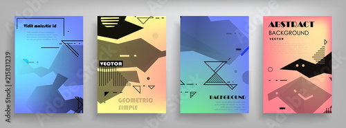 Covers templates set with graphic geometric elements. Applicable for brochures, posters, covers and banners. Vector illustrations.