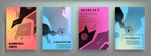 Covers templates set with graphic geometric elements. Applicable for brochures, posters, covers and banners. Vector illustrations.