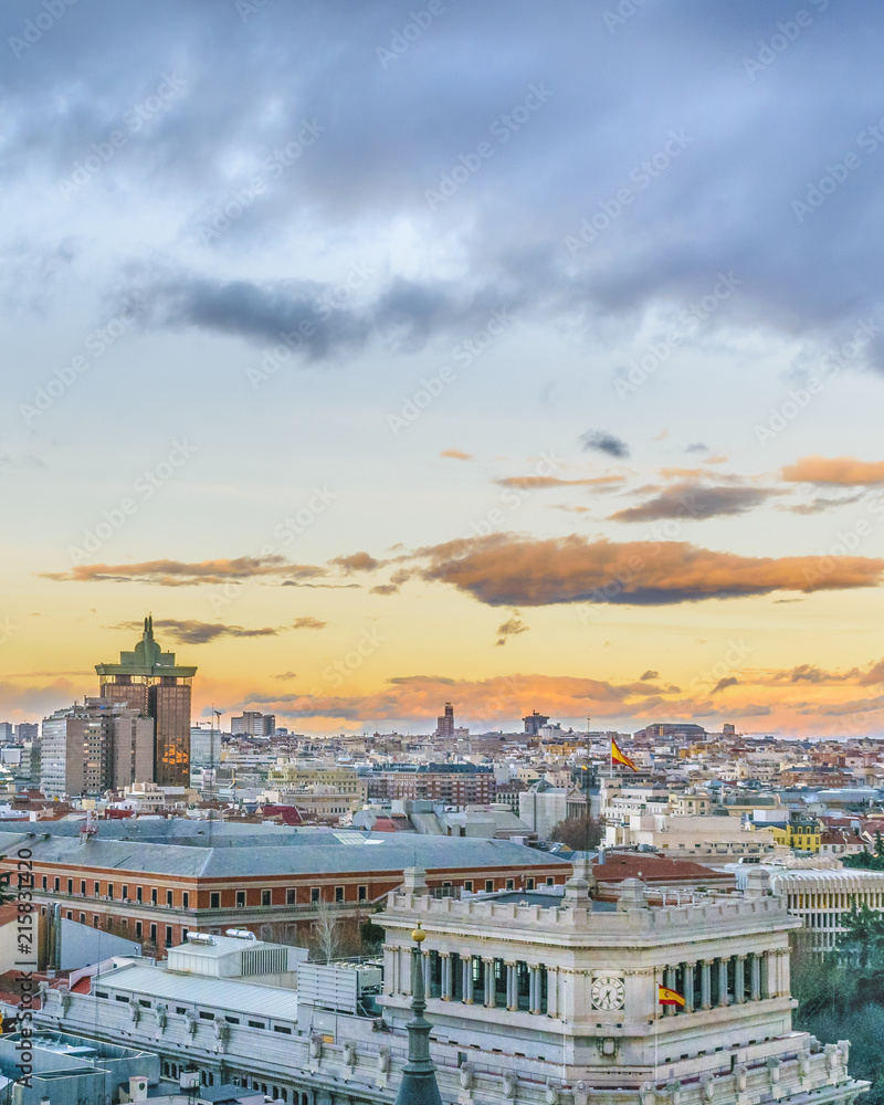 Aerial View Madrid Cityscape