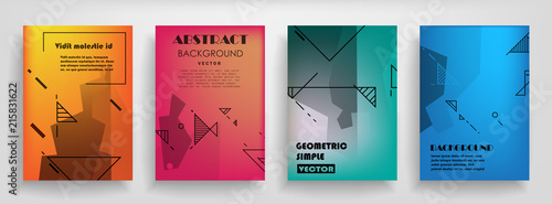 Covers templates set with graphic geometric elements. Applicable for brochures, posters, covers and banners. Vector illustrations.