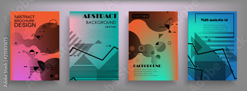 Covers templates set with graphic geometric elements. Applicable for brochures, posters, covers and banners. Vector illustrations.