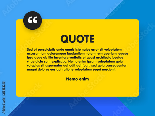 Material design style background and quote rectangle with sample text information vector illustration template