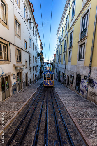 Lisbon - 16 AUGUST 2017: Tram at morning ,best transportation in city . The popular place for people for travelling in Lisbon capital of Portugal