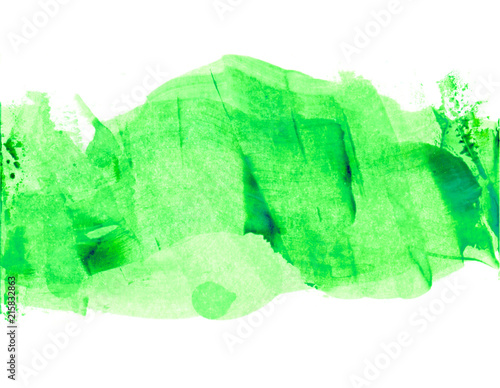 Abstract hand drawn green paint spot.