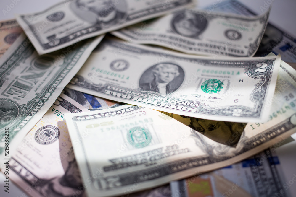 banknotes american dollars, one hundred, fifty, twenty, two, one dollar, close up banknotes american dollars, one hundred, fifty, twenty, two, one dollar, close up