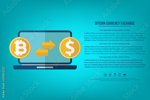 Bitcoin to dollar currency exchange. Cryptocurrency, bitcoin exchange. Vector illustration