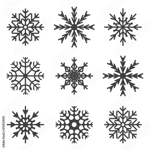 Set of snowflake icons. Vector on white background.