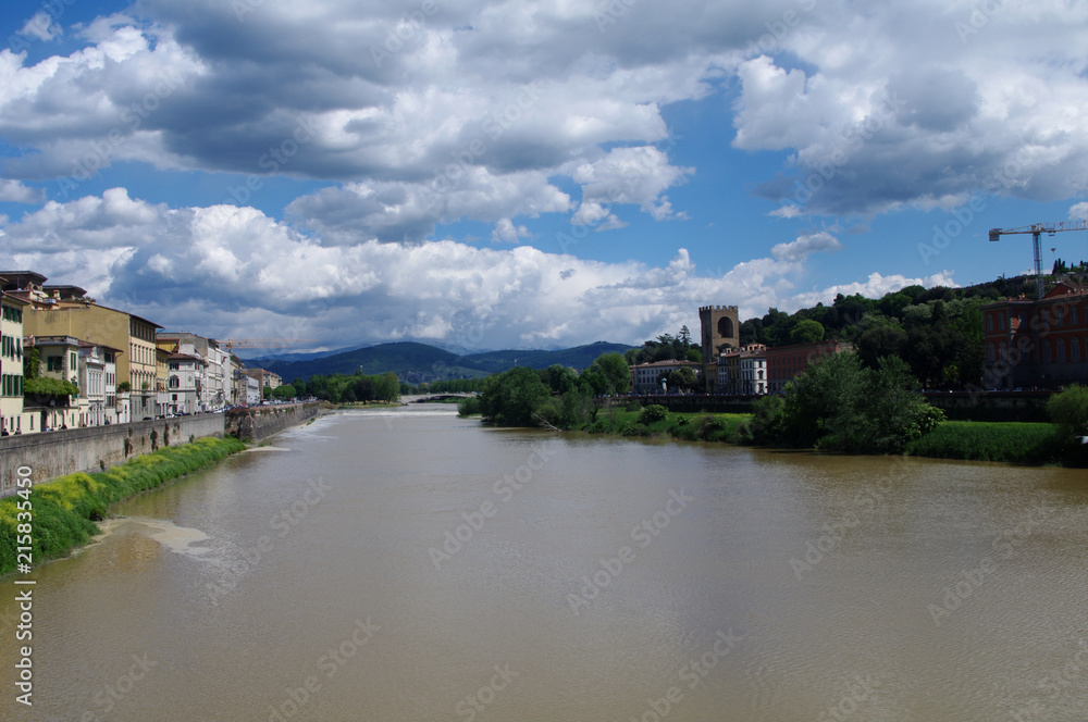 Italy,Firenze,arno,river,panorama,view,cloud,summer,tourism,landscape