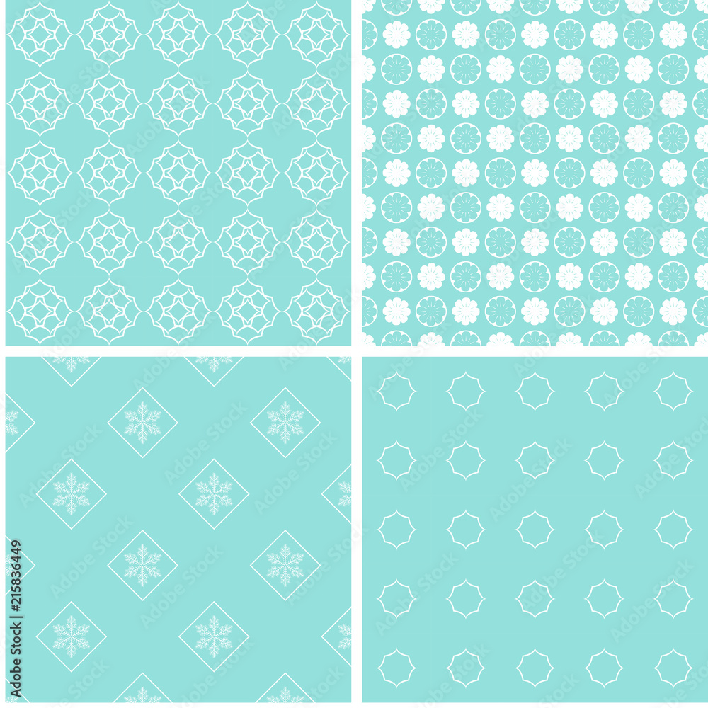4 different baby girl seamless patterns.