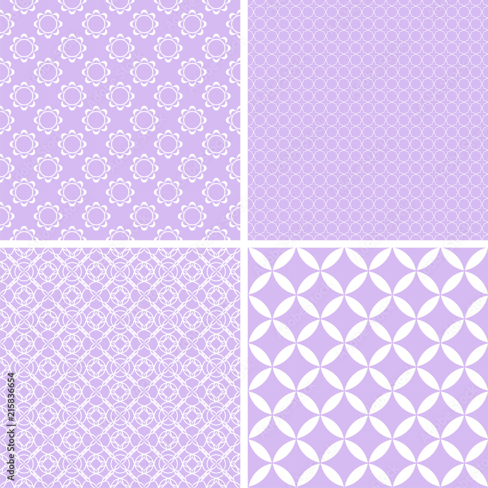 4 different baby girl seamless patterns. 4 different baby girl seamless patterns.