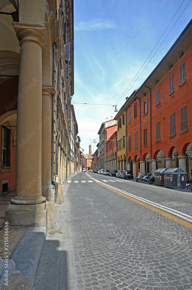 Bologna, Italy, the old medieval Santo Stefano street.