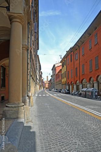 Fototapeta Naklejka Na Ścianę i Meble -  Bologna, Italy, the old medieval Santo Stefano street.