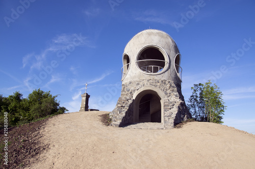 New modern small public lookout tower Ruzenka near Hrensko and Decin, Czech republic, Europe photo