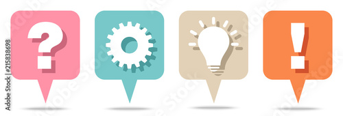 Speechbubbles Question, Work, Idea & Answer Retro Shadow
