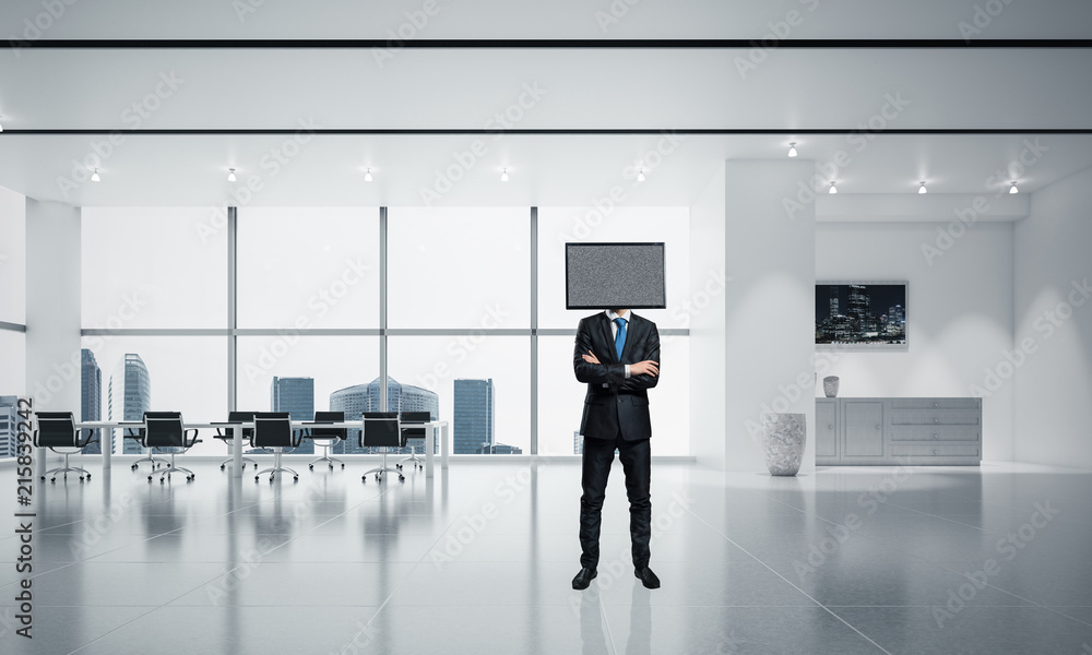 Businessman with TV instead of head. Businessman with TV instead of head.