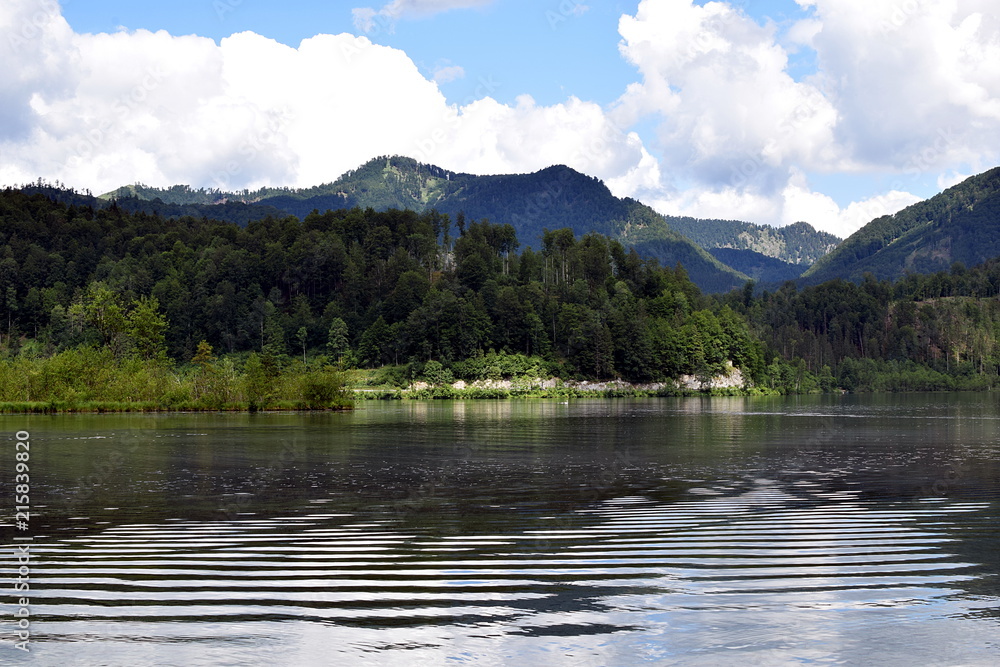 Blick auf den Almsee in Gruenau im Almtal Blick auf den Almsee in Gruenau im Almtal