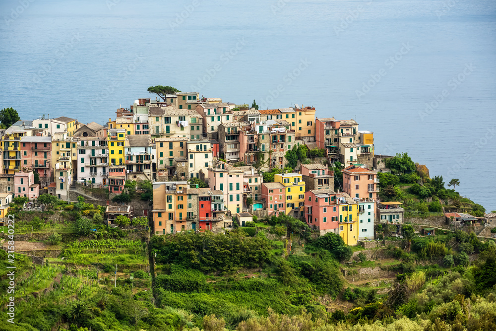 :View of Corniglia, colorful village of Cinque Terre, Italy.