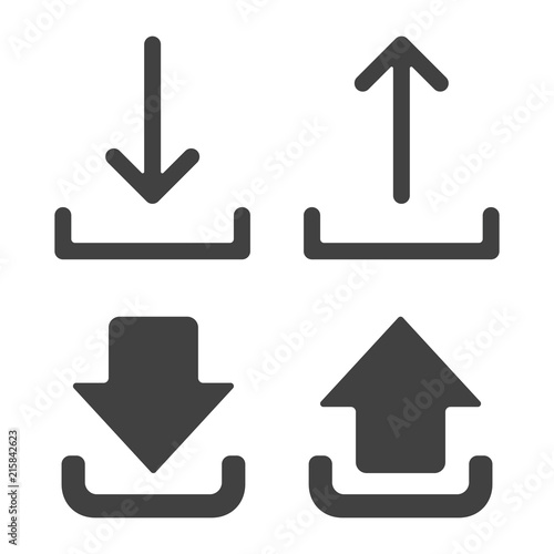 Download and Upload icon set - simple flat design isolated on white background