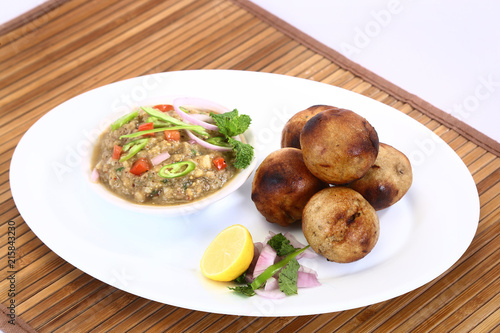 Litti Chokha or Bihari Food Sattu Litty, Indian Food