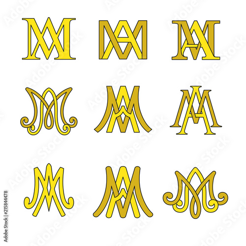 Monogram of christian symbols set. Religious catholic signs.