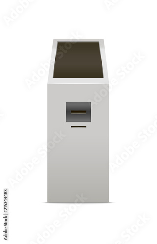 Template Blank White Payment Terminal Mock Up Isometric View. Vector