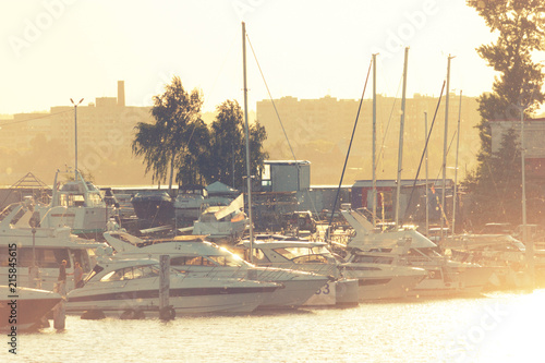 marine with motor and sail boats