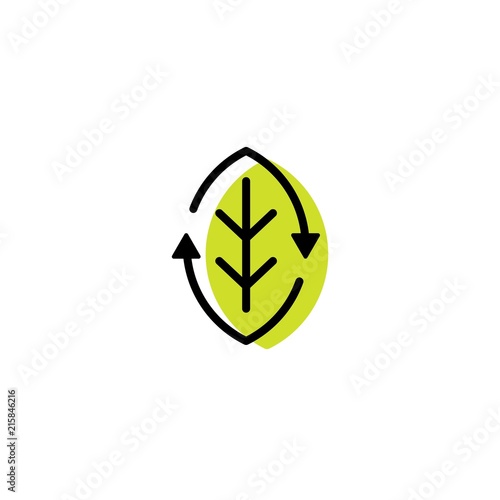 recycled organic recycle leaf eco logo icon line outline monoline color fill style