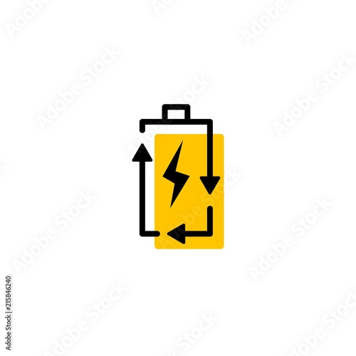 recycle rechargeable battery energy logo icon vector line outline monoline color fill style