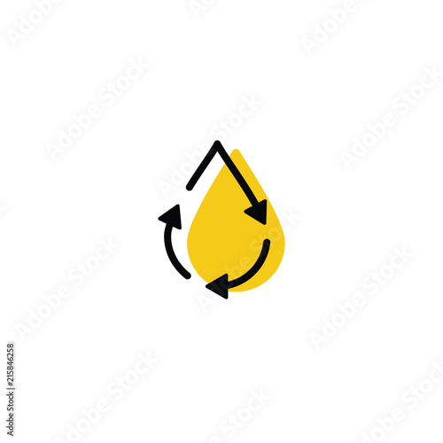 recycle oil drop fresh clean logo icon vector simple line outline monoline color fill style