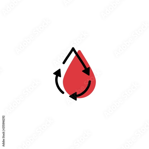 recycle blood drop donor circulation logo icon vector line outline monoline color fill style