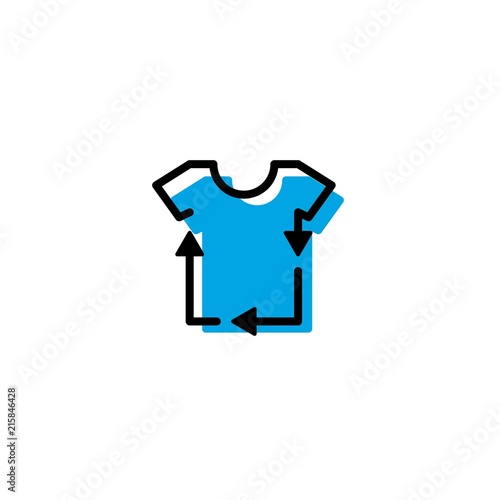recycled recycle tee clothes t shirt laundry logo icon vector line outline monoline color fill style