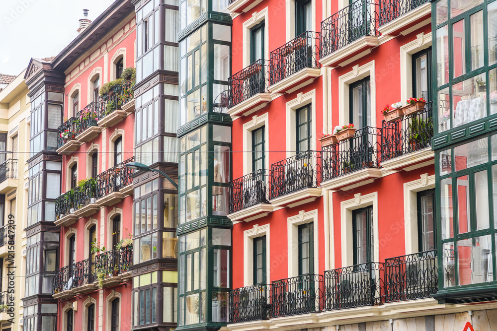 traditional houses of bilbao old town, Spain
