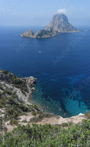 View of Es Vedra from the beach of Cala D'Hort in Ibiza  photo