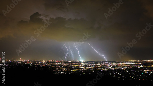 Storm and lightning in the night, Vienna City, Austria photo