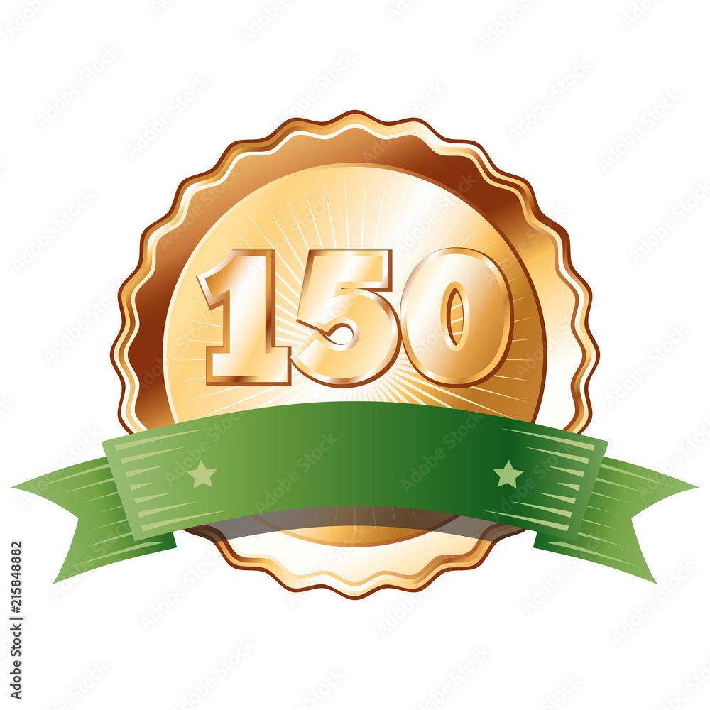 Bronze Plate - Badge with Number 150 Stock Vector