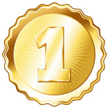 Gold Plate - Badge with Number 1