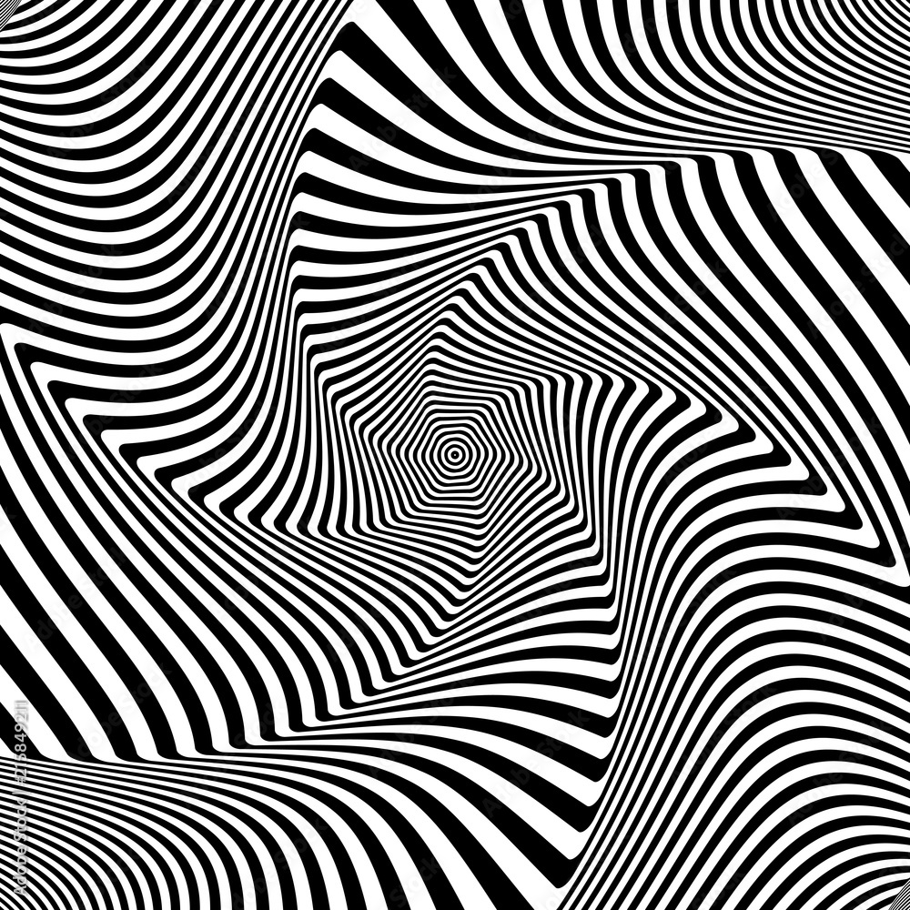 Abstract op art design. Illusion of whirl movement.