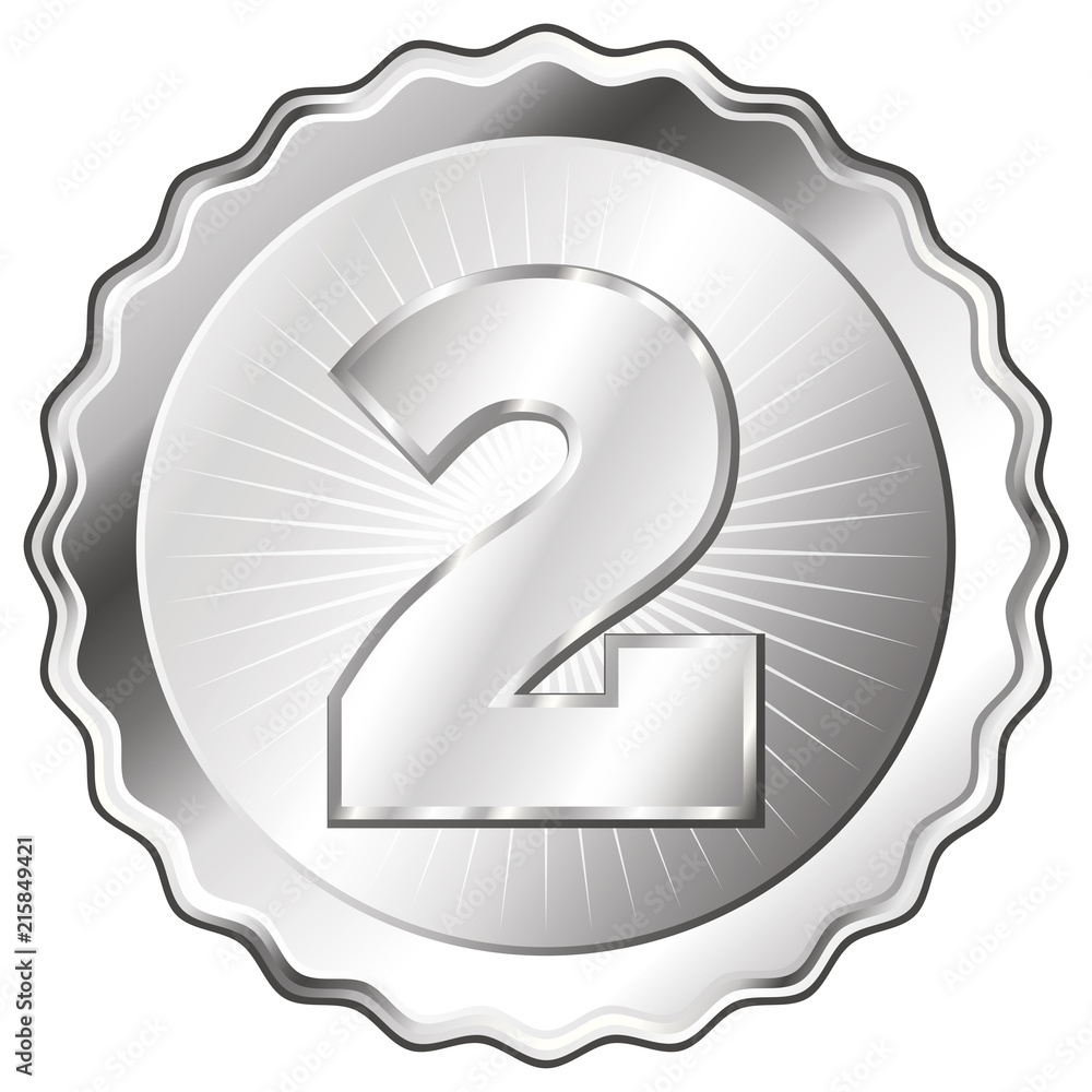 Silver Plate - Badge with Number 2. Silver Plate - Badge with Number 2.