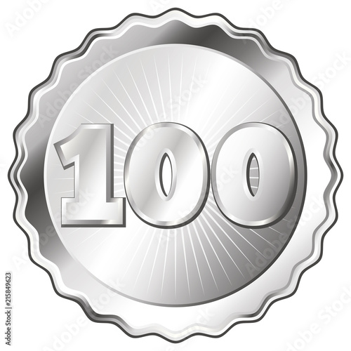 Silver Plate - Badge with Number 100.